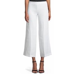 Theory Nadeema Linen Drape Pants 8 Linen Cropped Wide leg white